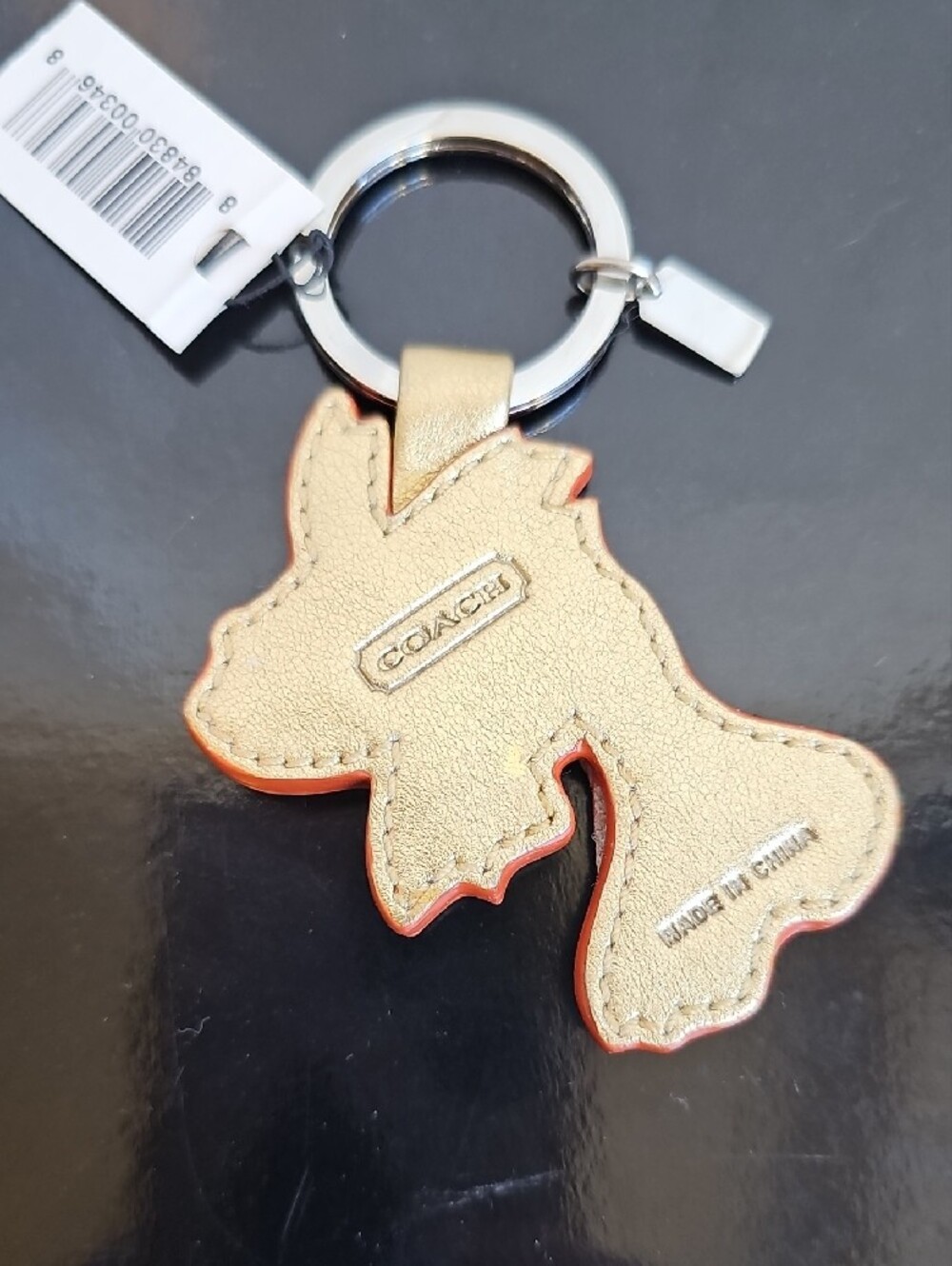 ​Coach Rare Vintage Koi Goldfish Metallic Leather Key Fob Charm 6522 NWT - Picture 6 of 8